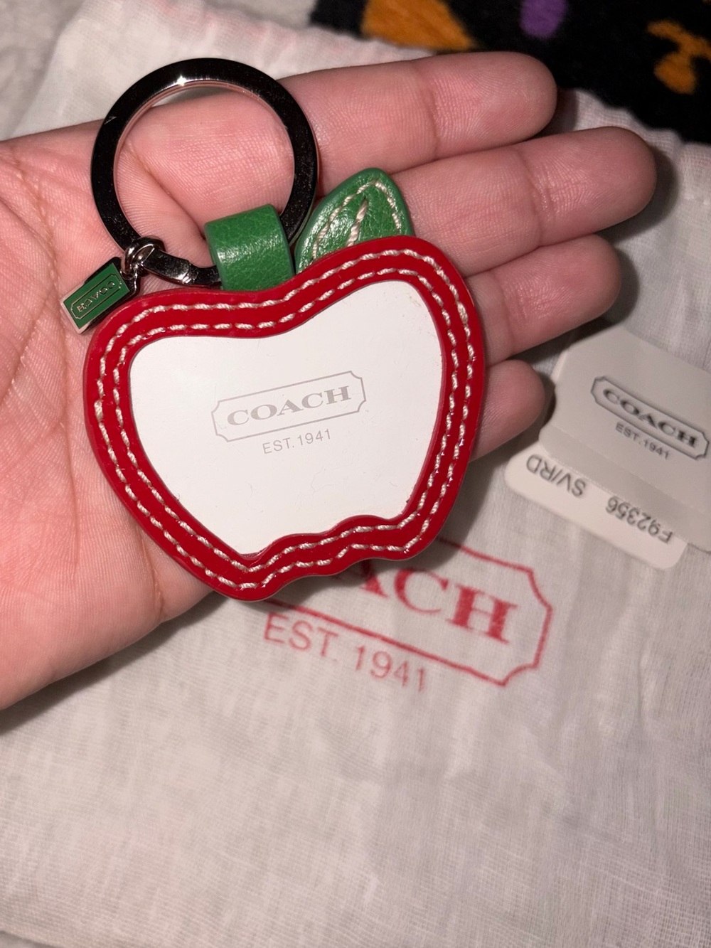 NWT vintage coach leather apple photo frame FOB keychain